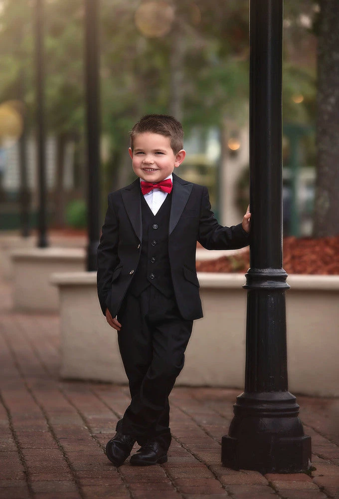 BOYS SAVILLE ROW BLACK TUXEDO 3PC. SET 4 BOYS SAVILLE ROW BLACK TUXEDO 3PC. SET - Image 2