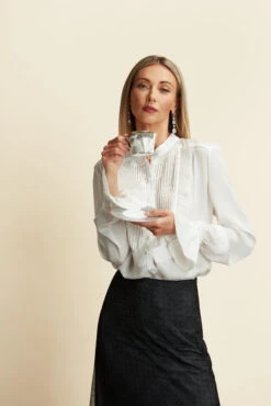 MAYA TUXEDO BLOUSE WINTER WHITE -Fashion Dress-Trish Scully 122 11