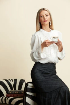 MAYA TUXEDO BLOUSE WINTER WHITE -Fashion Dress-Trish Scully 122 9