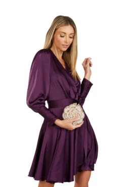 ALBERTINE WRAP DRESS EGGPLANT 11 ALBERTINE WRAP DRESS EGGPLANT -Fashion Dress-Trish Scully 135 4