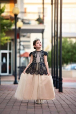 GWENDOLYN GOWN BLACK/NATURAL -Fashion Dress-Trish Scully 136 1