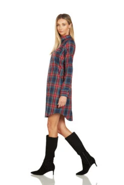 EVE BUTTON FRONT TARTAN SHIRT DRESS -Fashion Dress-Trish Scully 140 3