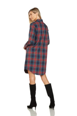 EVE BUTTON FRONT TARTAN SHIRT DRESS -Fashion Dress-Trish Scully 140 4