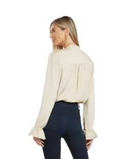 MAYA TUXEDO PLEATED BLOUSE GOLD -Fashion Dress-Trish Scully 185 2