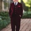 BOYS BARCLAY SUIT BURGUNDY VELVET 3PC SET 1 BOYS BARCLAY SUIT BURGUNDY VELVET 3PC SET -Fashion Dress-Trish Scully 187