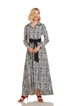 CONSTANCE MAXI DRESS NAVY DAMASK -Fashion Dress-Trish Scully 26 1361 WEB