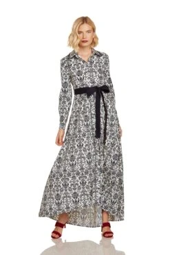 CONSTANCE MAXI DRESS NAVY DAMASK -Fashion Dress-Trish Scully 26 1368 WEB