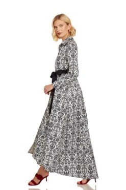 CONSTANCE MAXI DRESS NAVY DAMASK -Fashion Dress-Trish Scully 26 1386 WEB