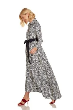 CONSTANCE MAXI DRESS NAVY DAMASK -Fashion Dress-Trish Scully 26 1388 WEB