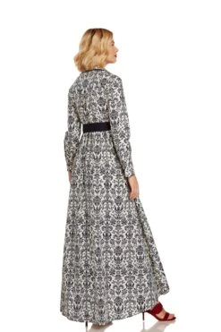 CONSTANCE MAXI DRESS NAVY DAMASK -Fashion Dress-Trish Scully 26 1401 WEB