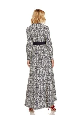 CONSTANCE MAXI DRESS NAVY DAMASK -Fashion Dress-Trish Scully 26 1404 WEB