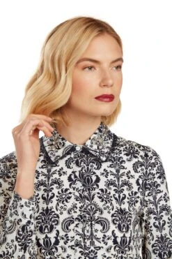 CONSTANCE MAXI DRESS NAVY DAMASK -Fashion Dress-Trish Scully 26 1406 WEB