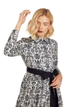 CONSTANCE MAXI DRESS NAVY DAMASK -Fashion Dress-Trish Scully 26 1417 WEB