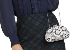 BLACK & WHITE FLORAL RHINESTONE CLUTCH -Fashion Dress-Trish Scully 303 3