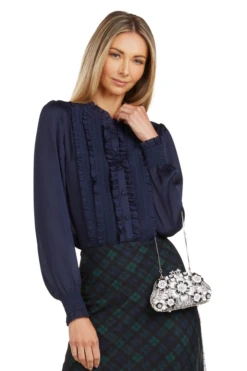 BLACK & WHITE FLORAL RHINESTONE CLUTCH -Fashion Dress-Trish Scully 303 4