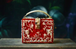 RED ACRYLIC JEWELED PURSE -Fashion Dress-Trish Scully 33