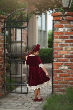 ROSALINA DRESS BURGUNDY VELVET -Fashion Dress-Trish Scully 339 3