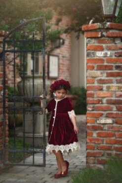 ROSALINA DRESS BURGUNDY VELVET -Fashion Dress-Trish Scully 339 4