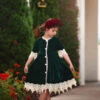 ROSALINA DRESS EMERALD VELVET -Fashion Dress-Trish Scully 340 1