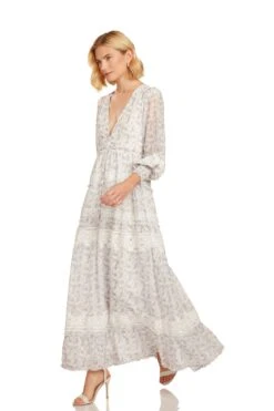 SOFIA MAXI DRESS LAVENDER FLORAL -Fashion Dress-Trish Scully 34 1778 WEB