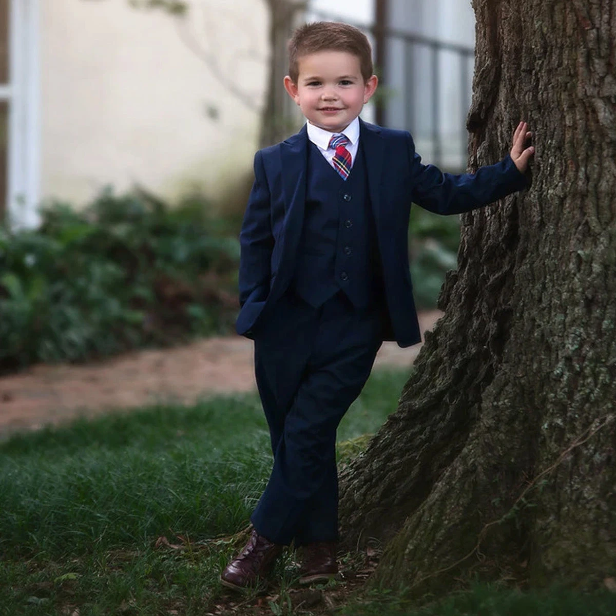 BOYS NAVY BLUE BROOKS SUIT 3PC. SET 5 BOYS NAVY BLUE BROOKS SUIT 3PC. SET - Image 3