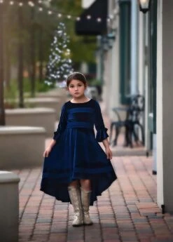 LILY DRESS NAVY VELVET