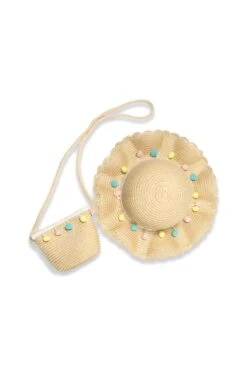 POM-POM HAT & PURSE SET IVORY
