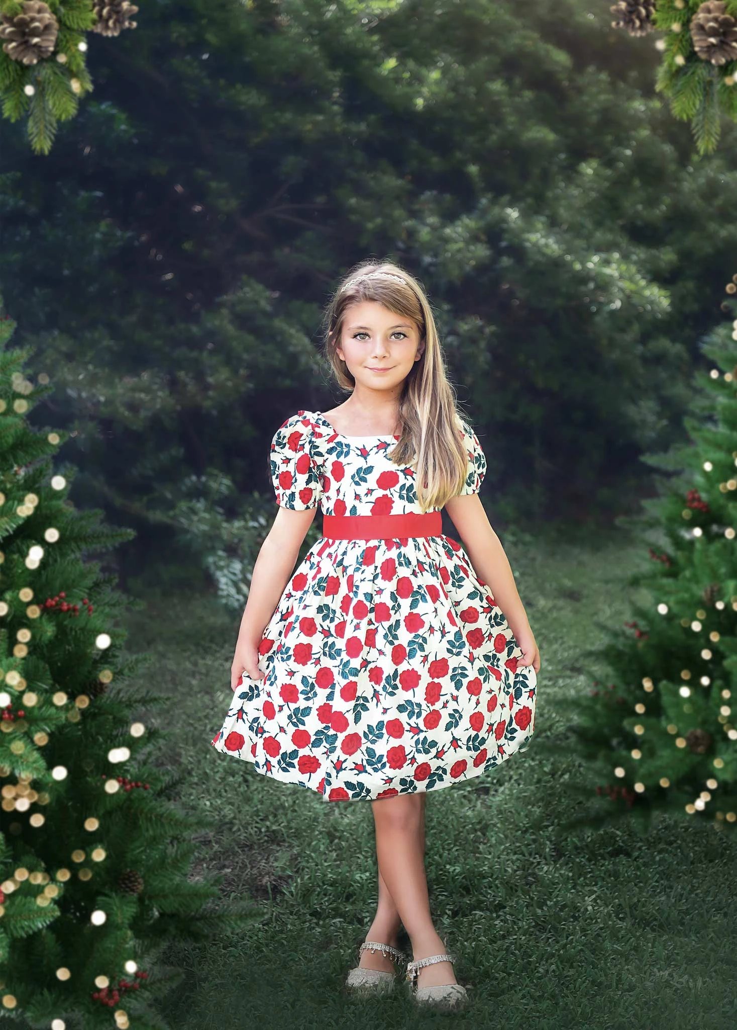 ARIELLE DRESS RED ROSE FLORAL 3 ARIELLE DRESS RED ROSE FLORAL