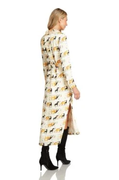 LEA BUTTON DOWN MAXI DRESS EQUESTRIAN PRINT -Fashion Dress-Trish Scully BlakesleyDressEquestrianPrint 1467 WEB