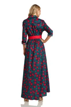 CONSTANCE MAXI DRESS NAVY ROSE FLORAL -Fashion Dress-Trish Scully ConstanceMaxiNavyRoseFloral 1739 WEB