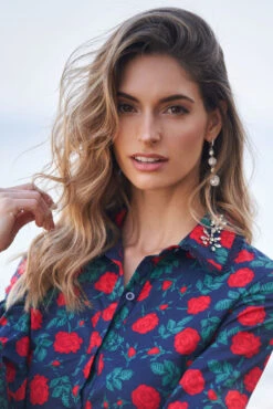 CONSTANCE MAXI DRESS NAVY ROSE FLORAL -Fashion Dress-Trish Scully DSC01278