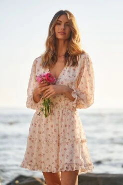 GRACE MINI DRESS PINK FLORAL 24 GRACE MINI DRESS PINK FLORAL -Fashion Dress-Trish Scully DSC02643