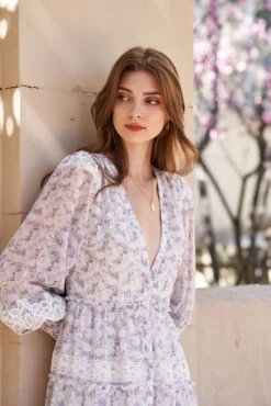 SOFIA MAXI DRESS LAVENDER FLORAL -Fashion Dress-Trish Scully DSC07731