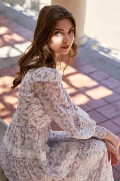 SOFIA MAXI DRESS LAVENDER FLORAL -Fashion Dress-Trish Scully DSC07741