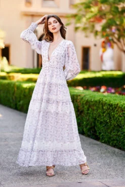 SOFIA MAXI DRESS LAVENDER FLORAL -Fashion Dress-Trish Scully DSC07771