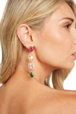 TOULOUSE EARRINGS VIBRANT 9 TOULOUSE EARRINGS VIBRANT -Fashion Dress-Trish Scully PippaMaxiDressPink 0880 WEB