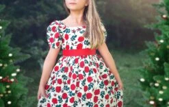 ARIELLE DRESS RED ROSE FLORAL 9 ARIELLE DRESS RED ROSE FLORAL -Fashion Dress-Trish Scully TSC3fb 1