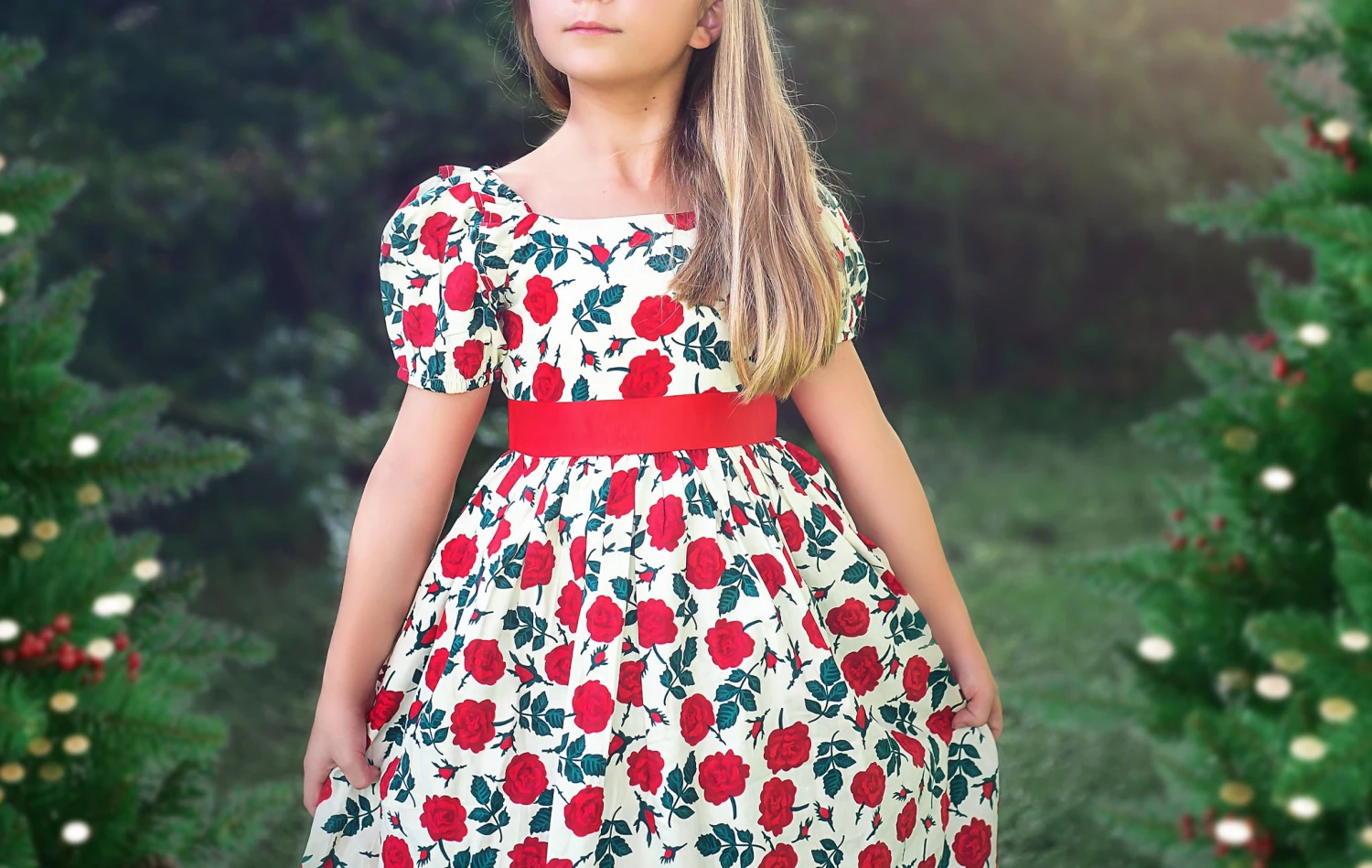 ARIELLE DRESS RED ROSE FLORAL 6 ARIELLE DRESS RED ROSE FLORAL - Image 4
