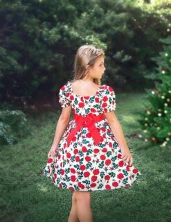 ARIELLE DRESS RED ROSE FLORAL 8 ARIELLE DRESS RED ROSE FLORAL -Fashion Dress-Trish Scully TSC4 1fb 1