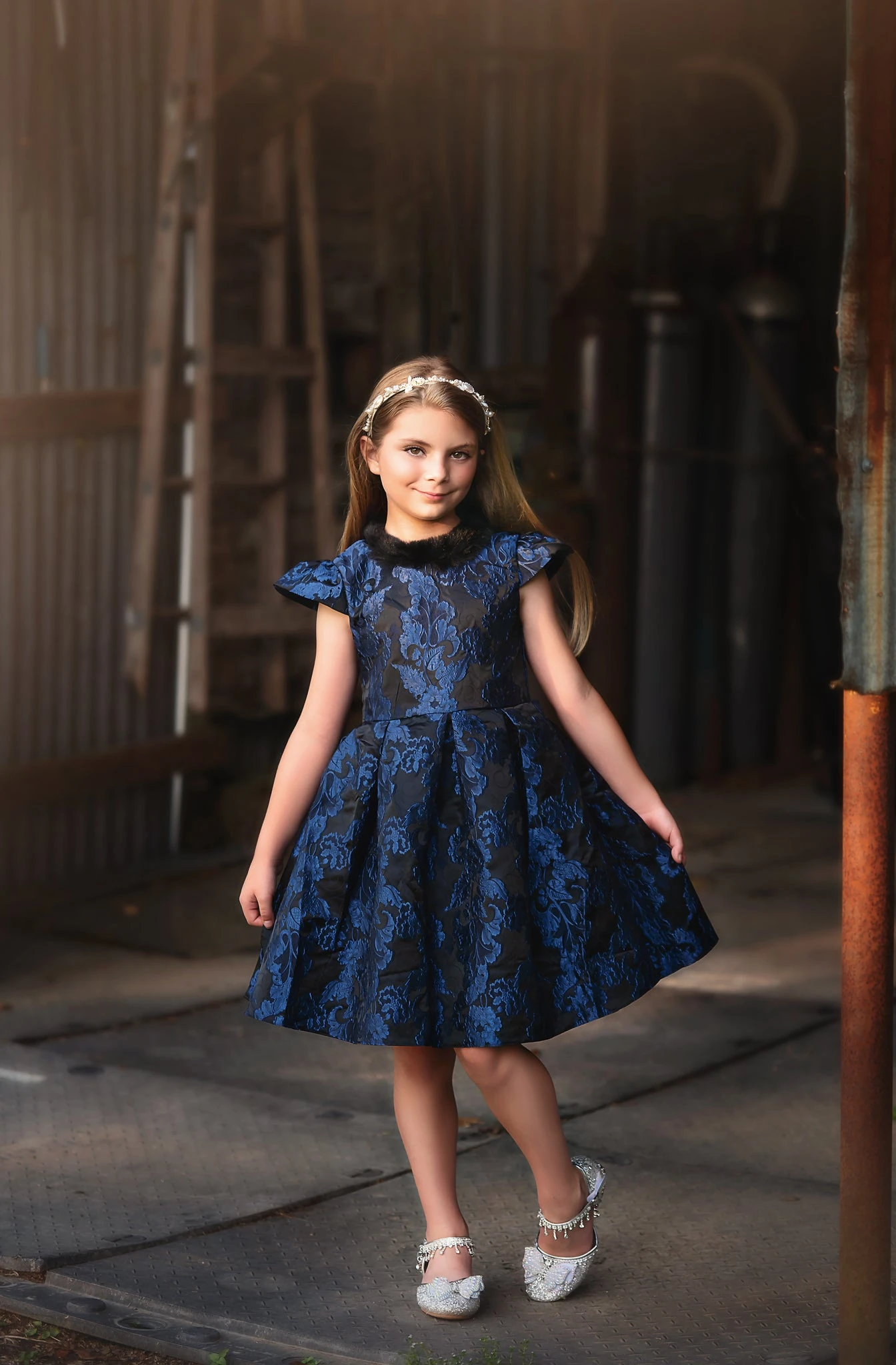 EVANGELINE DRESS NAVY JACQUARD 3 EVANGELINE DRESS NAVY JACQUARD