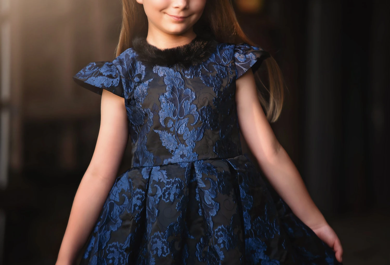 EVANGELINE DRESS NAVY JACQUARD 4 EVANGELINE DRESS NAVY JACQUARD - Image 2