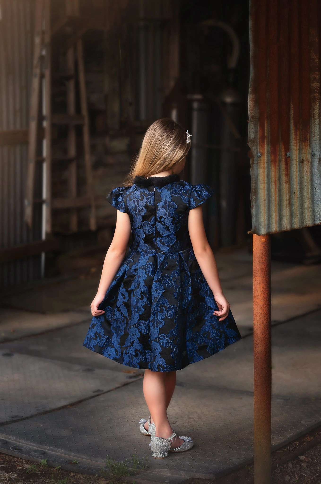 EVANGELINE DRESS NAVY JACQUARD 5 EVANGELINE DRESS NAVY JACQUARD - Image 3