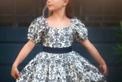 ARIELLE DRESS NAVY DAMASK 11 ARIELLE DRESS NAVY DAMASK -Fashion Dress-Trish Scully ariellenj2