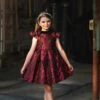 EVANGELINE DRESS CRIMSON JACQUARD -Fashion Dress-Trish Scully evangelinecrimne1