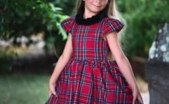 EVANGELINE DRESS ROYAL STEWART TARTAN -Fashion Dress-Trish Scully evangelinerstew2