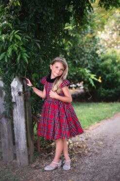 EVANGELINE DRESS ROYAL STEWART TARTAN -Fashion Dress-Trish Scully evangelinerstew4