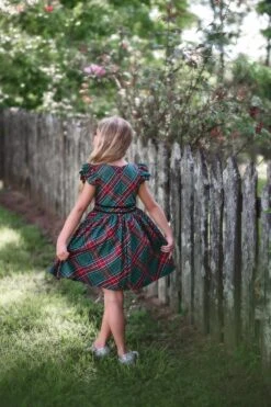 RORY DRESS EMERALD TARTAN -Fashion Dress-Trish Scully roryemt3